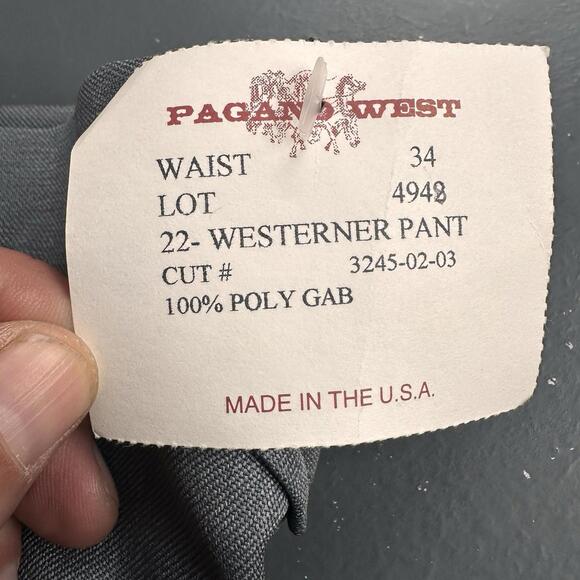 VTG Pagano West Suit Men 42R Dark Gray Poly Gab Smiles Western 33" Waist NWT USA - Picture 12 of 16